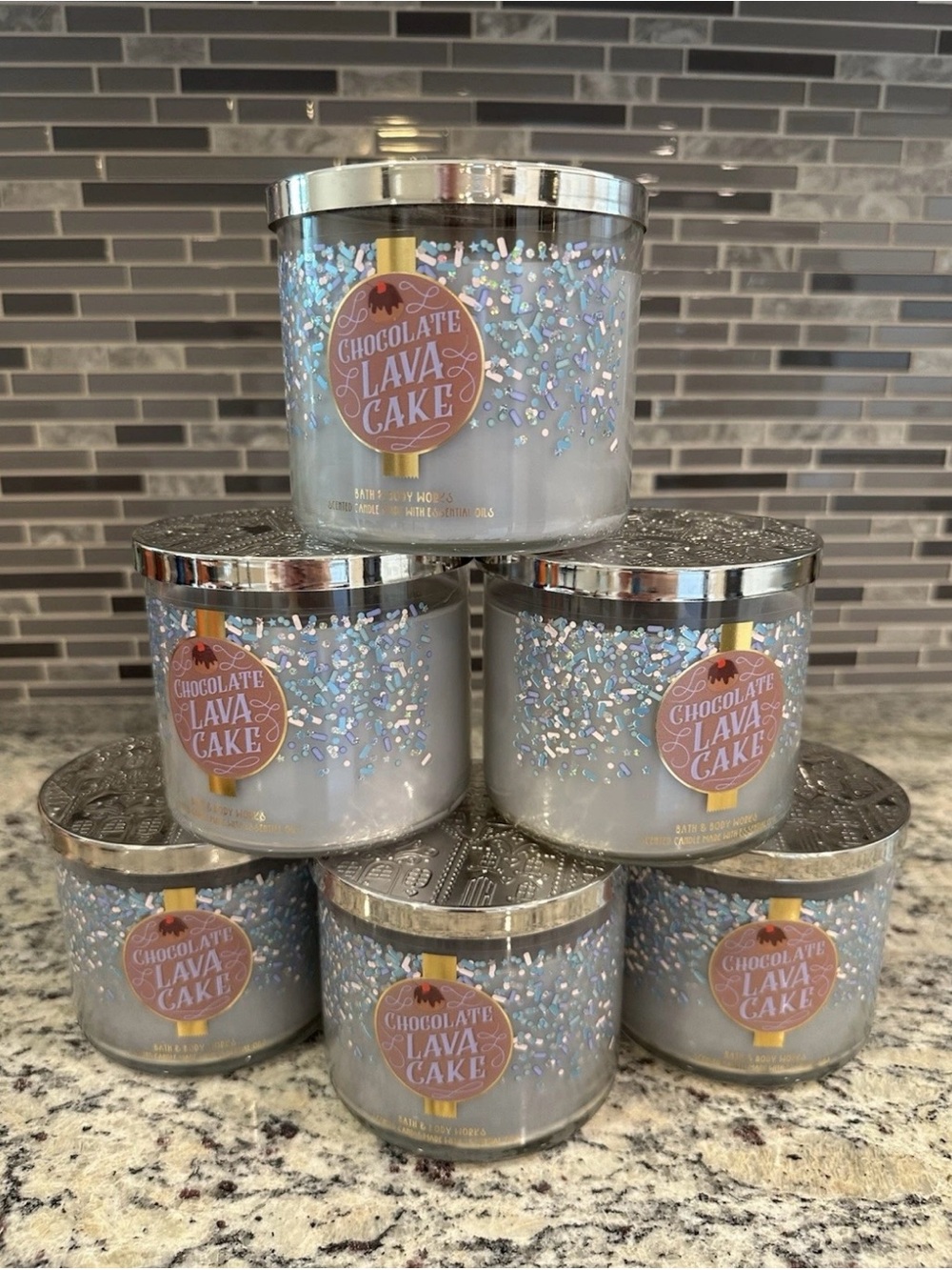 Bath & Body Works: 14.5 Oz 3-Wick Candles: Chocolate Lava Cake (Set Of 6)